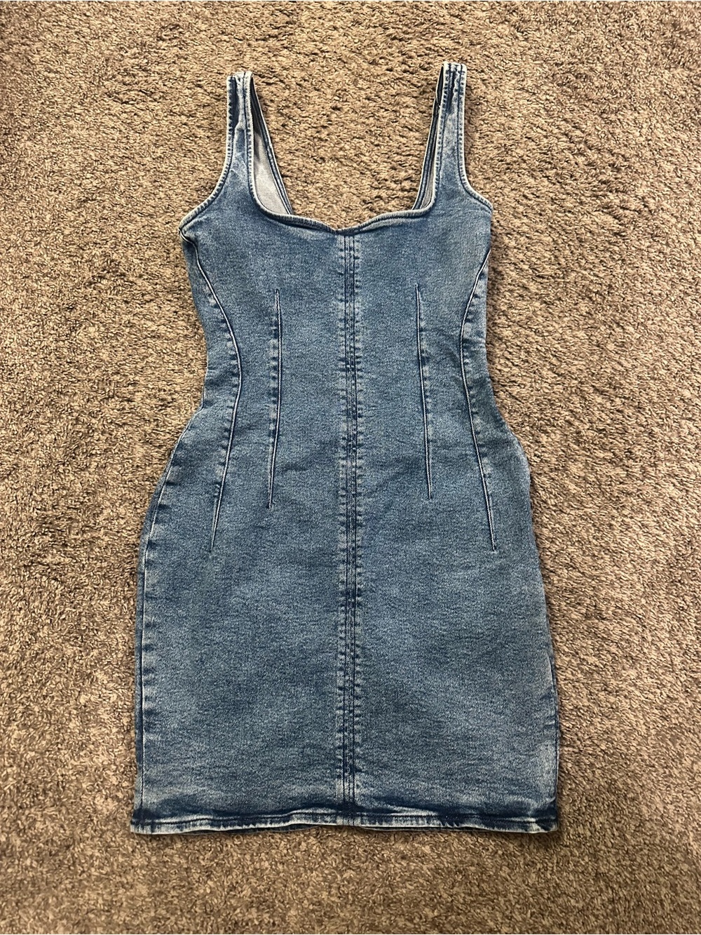 Good American Washed Blue Denim Tank Mini Dress